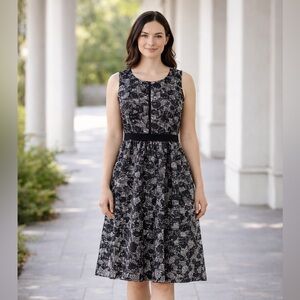 Oleg Cassini Dress Brocade Cocktail Sleeveless Fitted Pockets A-line Wedding